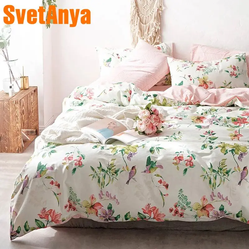 Svetanya الرعوية طقم سرير قطني الطباعة بياضات سرير (ورقة المخدة حاف غطاء) واحدة مزدوجة الملكة الملك حجم