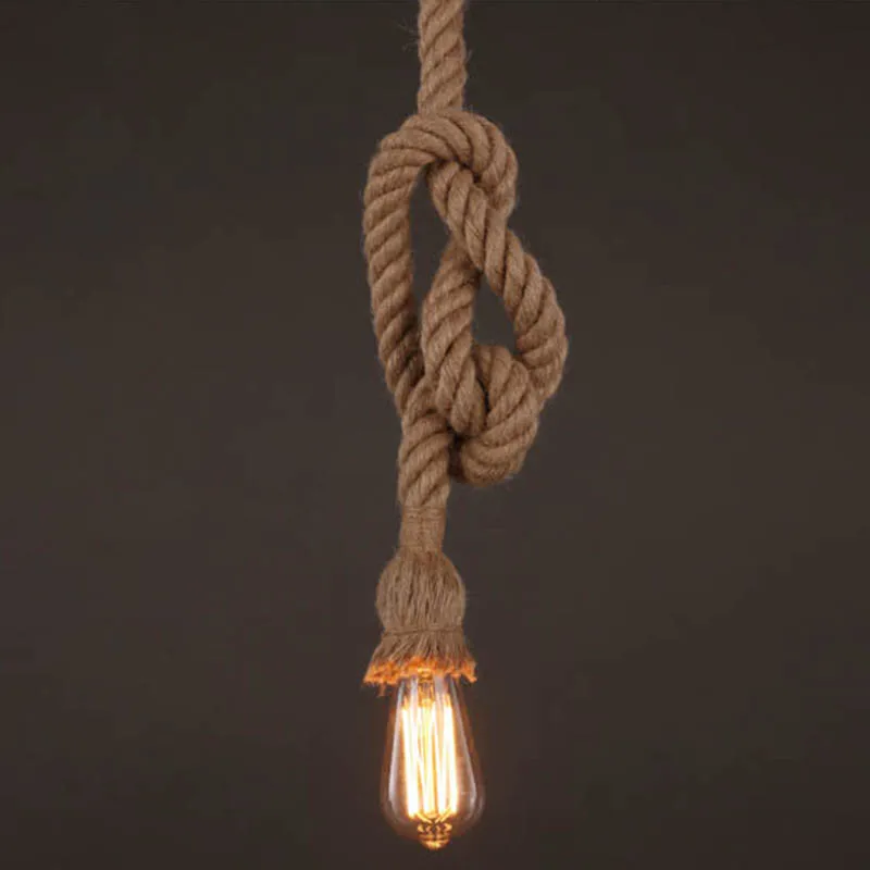  Vintage Hemp Rope Lamp E27 Loft Lighting Clothing Store Restaurant lamparas de techo colgante moder - 33045803400