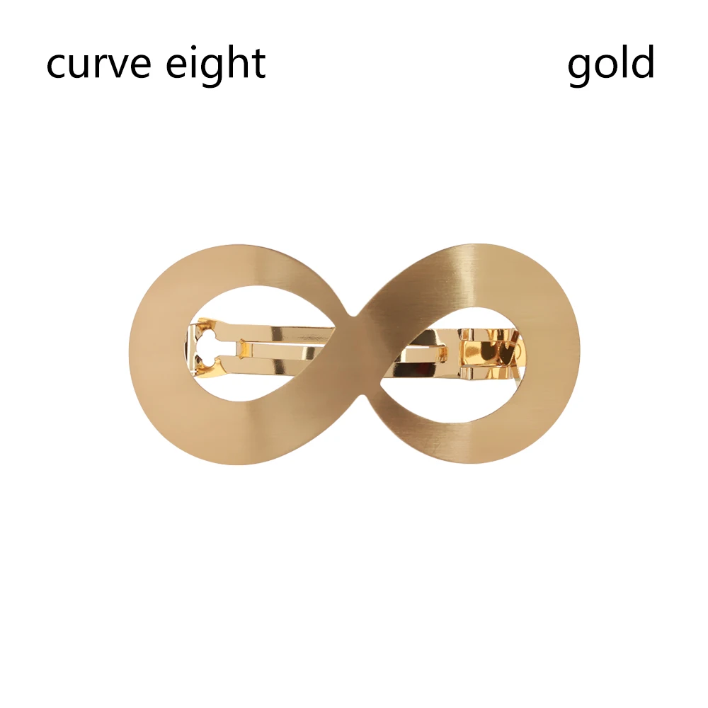 Женская металлическая заколка для волос в европейском и американском стиле, заколка для волос с геометрическим узором «ленивый ветер», заколка для волос «конский хвост», аксессуары для укладки волос для девочек - Цвет: curve eight Gold