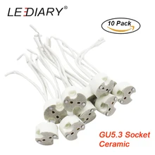 Светодиодный IARY 10 шт. MR16 GU5.3 патрон для лампы, керамический патрон для лампы с проводным соединителем, галогенный/светодиодный патрон для лампы, адаптер 12 В/110 В/220 В