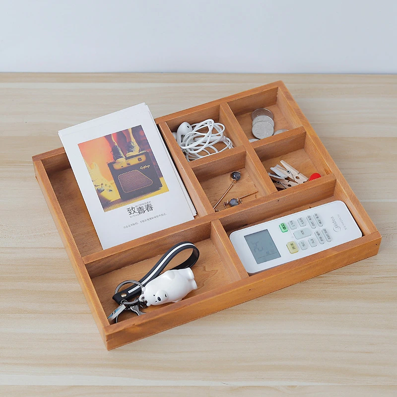 

Retro Wooden Storage Trays Creative Multi-grid Desktop Grocery Home Furnishing Multifunction Jewelry Flowerpot Plant Bamboo Tray