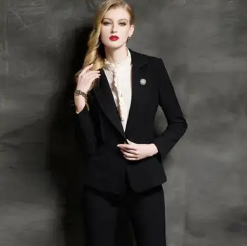 

Women suit western style black jacket + pants high-end custom OL professional ladies haute couture women suits