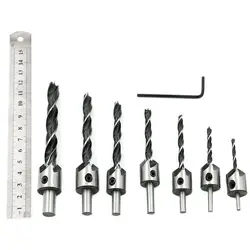 7 шт. 5 Флейта зенковки Бурильные долото HSS Развёртки Деревообработка фаски 3-10 мм h1ty0