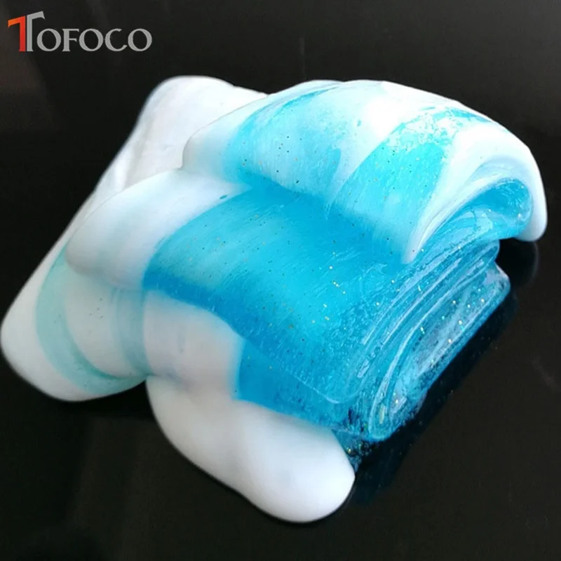 TOFOCO новый прозрачный слайм синяя волна DIY коробка игрушки для детей кристалл