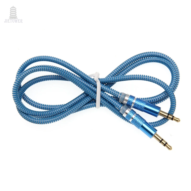 50pcs lot ring Spring Jack 3 5 Audio Cable 3 5mm Speaker Line Aux Cable for iPhone 6 Samsung galaxy s8 Car Headphones Audio Jack
