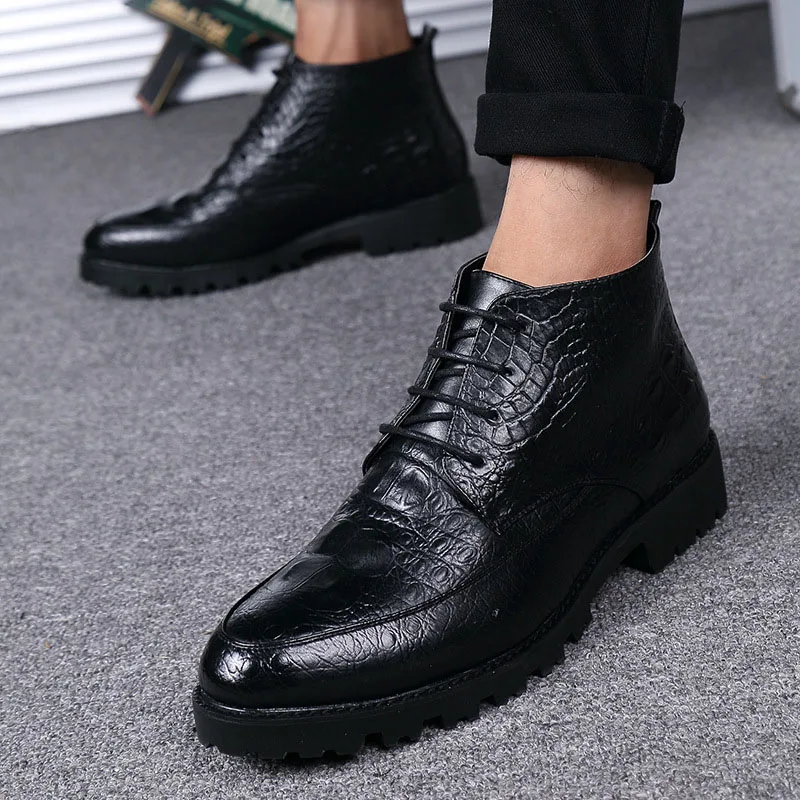 Mermak/мужские ботинки из натуральной кожи; сезон осень-зима; ботильоны; модная обувь на шнуровке; Мужская обувь высокого качества в винтажном стиле; SHO - Цвет: black men boots