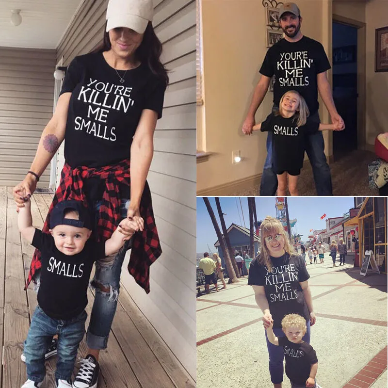 

Family Clothes Matching Dad Mom Kids T Shirts Blouse Cotton Short Sleeves Tee Tops