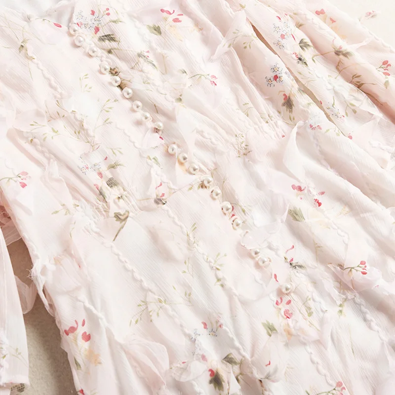Shuchan Beach Dress Summer Designer Women Dresses 2018 High Quality Appliques Flare Sleeve V-neck Print Bohemian Dresses 10693