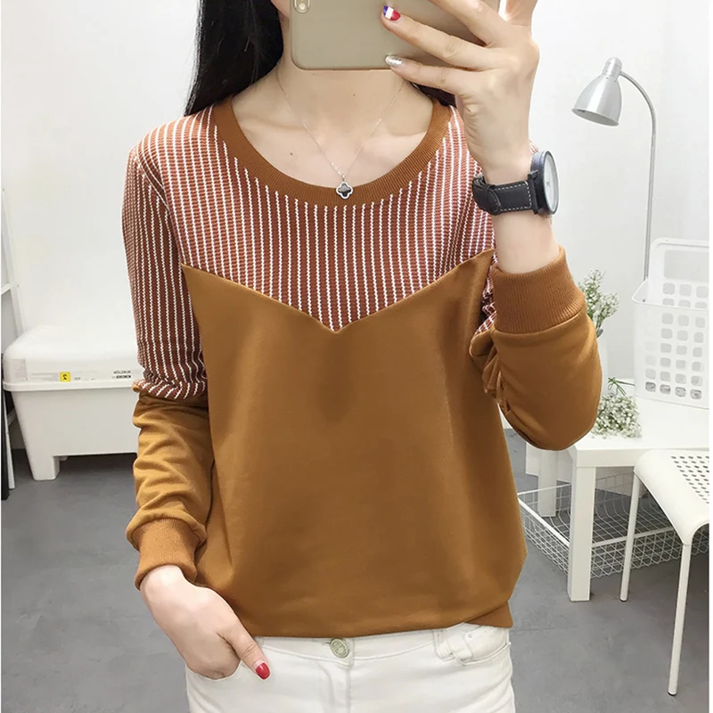 

Camisetas Mujer Verano 2018 Autumn Fashion Style Striped Tee Shirt Femme Long Sleeve Tops Loose T Shirt Women Plus Size Tshirt