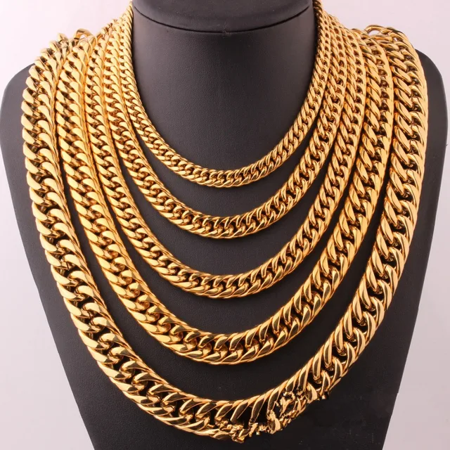 Stainless Steel simple gold chain necklace for men different sizes