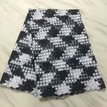 

2018 Latest African Lace Fabric With Embroidery water soluble Fabric High quality French Nigerian Net Lace Fabrics 5yards A652