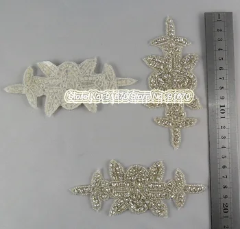 

Luxury & Fashion 10pcs Rhinestone Trim Applique SASHES Hair Band Flowers Beaded lace trim
