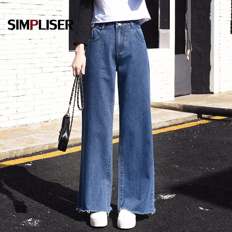 Woman Jeans High Street Wide Leg Pants Loose Chic Baggy Boyfriend Jeans For Women 2019 Harajuku Denim Pants Mom Jeans Big Size