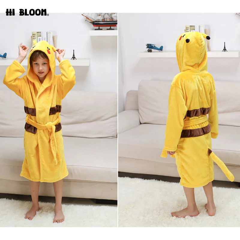 

Halloween Spring Winter Children's Bathrobe Flannel Stitch Robe For Boys Girls Kids Cartoon Thick Long Sleeve Pajamas Homewear