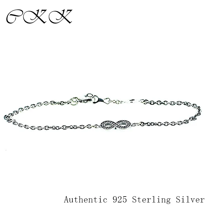 

Authentic 925 Sterling Silver Lucky 8 Link Chain Bracelets With European Style Beads DIY FIne Jewelry SLB004