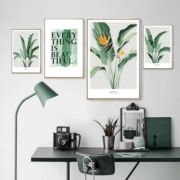 

Modern Scandinavia Tropic Leaves Floral Prints Poster Canvas Paintings POP Wall Art Pictures for Living Room Bedroom Home Decor
