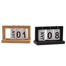 Винтаж деревянный вечный стол календарь блок планировщик постоянный Настольный органайзер DIY повестка дня