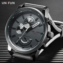 UNIFUN Мужчины Мода Повседневная Кварц Бизнес Мужской Relogio Masculino Военный Круглый Циферблат Аналоговый Прохладный Кожаный Ремешок Спортивные Часы