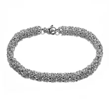 7-1" Новое поступление 316L Нержавеющая сталь византийский цепь серебристого цвета Байкер ювелирные изделия модный женский мужской браслет цепь браслет 6 мм