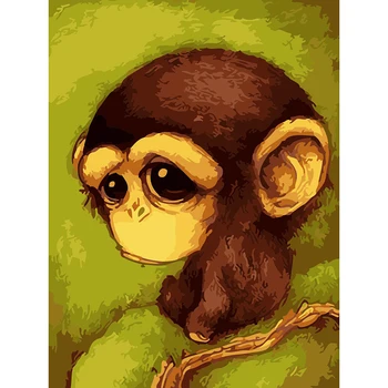 

Frameless Painting By Numbers Wall Decor Diy Picture Oil Painting On Canvas For Home Decor hand painted oil painting Cute Monkey