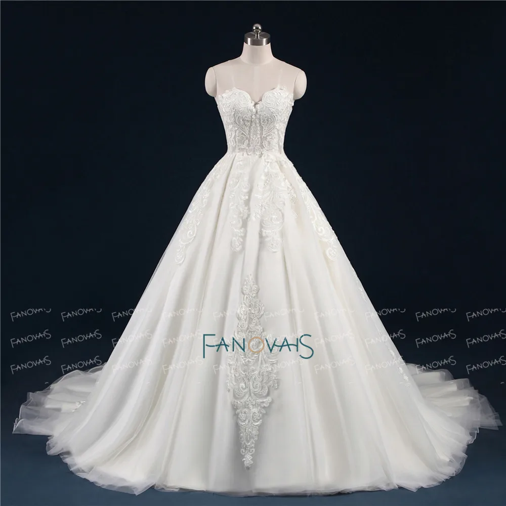 Настоящее Сделано винтажные Свадебные платья 2019 Милая бальное платье Высокое качество кружевное свадебное платье длинные нижней части