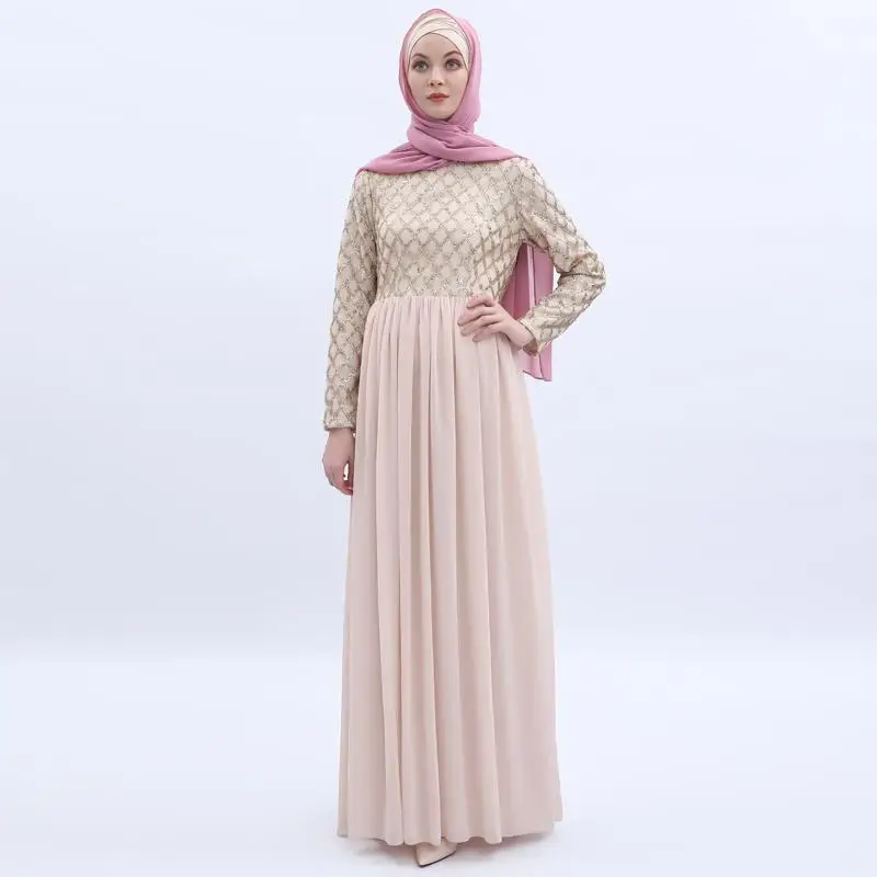 Abaya женское шифоновое длинное вечернее платье с блестками мусульманское Jilbab