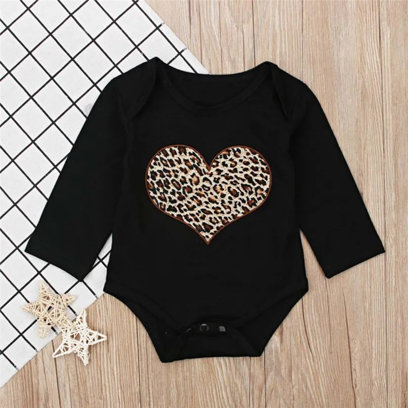 Babys Girls Clothes Toddler Infant Baby Girl Leopard Heart Printed Long Sleeve Jumpsuit Romper Clothes Baby Girls Romper JY03#F (6)