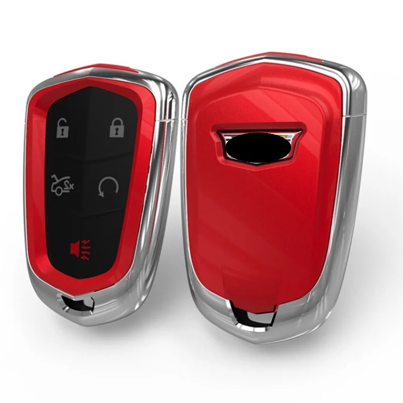 Ключ чехол в виде ракушки сумка брелок держатель для Cadillac ESV Cadillac Escalade CTS XTS SRX от АТС CT5 XT5 XT6 пульт дистанционного управления смарт-ключ - Название цвета: Red cover