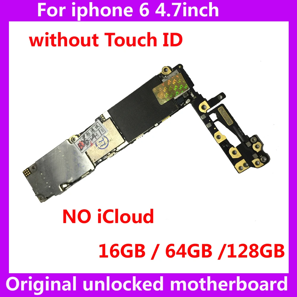 

16GB 64GB 128GB original motherboard without touch ID for iphone 6 Clean and free iCloud IOS system mainboard 100% tested unlock