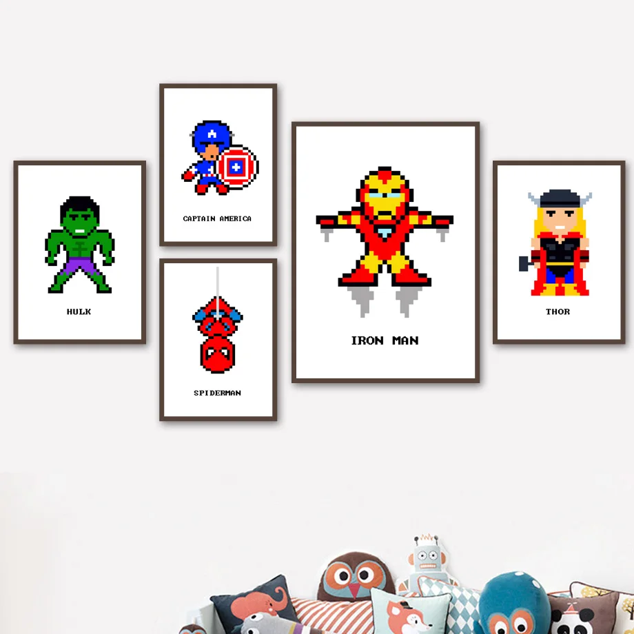 

Spiderman Hulk Batman Superhero Marvel Poster Nordic Posters And Prints Wall Art Canvas Painting Wall Pictures Kids Room Decor