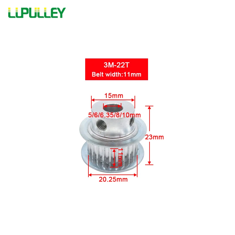 LUPULLEY ременный Шкив HTD 3 м 22T 22 зуб 3 мм шаг диаметр 5/6/6,35/8/10 мм 11 мм ремень Ширина 3M Алюминий легкосплавные колесные шкивы