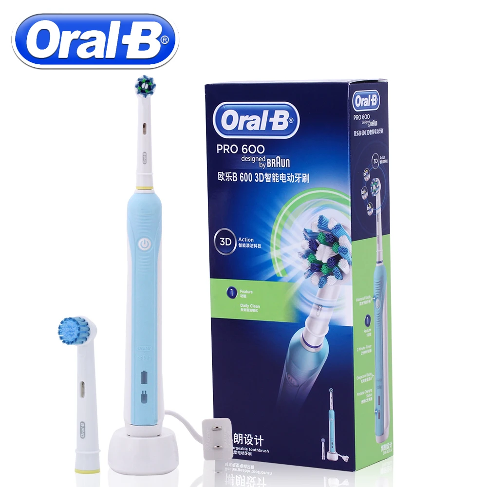 

Oral B Sonic Electric Toothbrush Rechargeable PRO600 3D Cross Action Teeth Whitening Rotating Ultrasonic Electric Tooth Brush