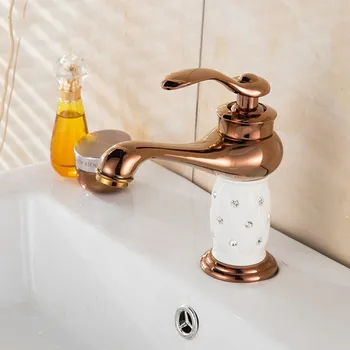 

Basin Faucets Tap Brass with Diamond Bathroom Faucet Gold Mixer Tap Single Handle Hot & Cold Washbasin Tap torneiras banheiro