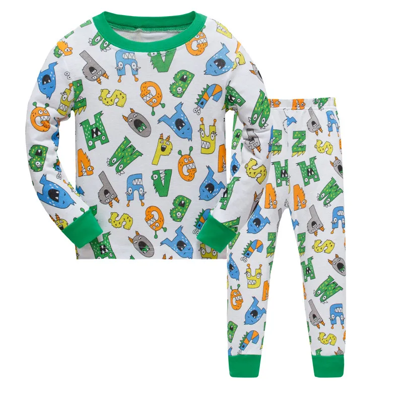 1SET 8R 30, Letters Children boys pajamas sets, long sleeve sleepwear