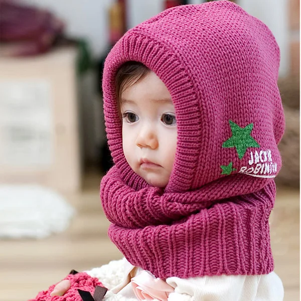 

New Arrival Unisex Kids Knitted Crochet Winter Warm Hats Cap Scarf Shawl Earflap Beanie