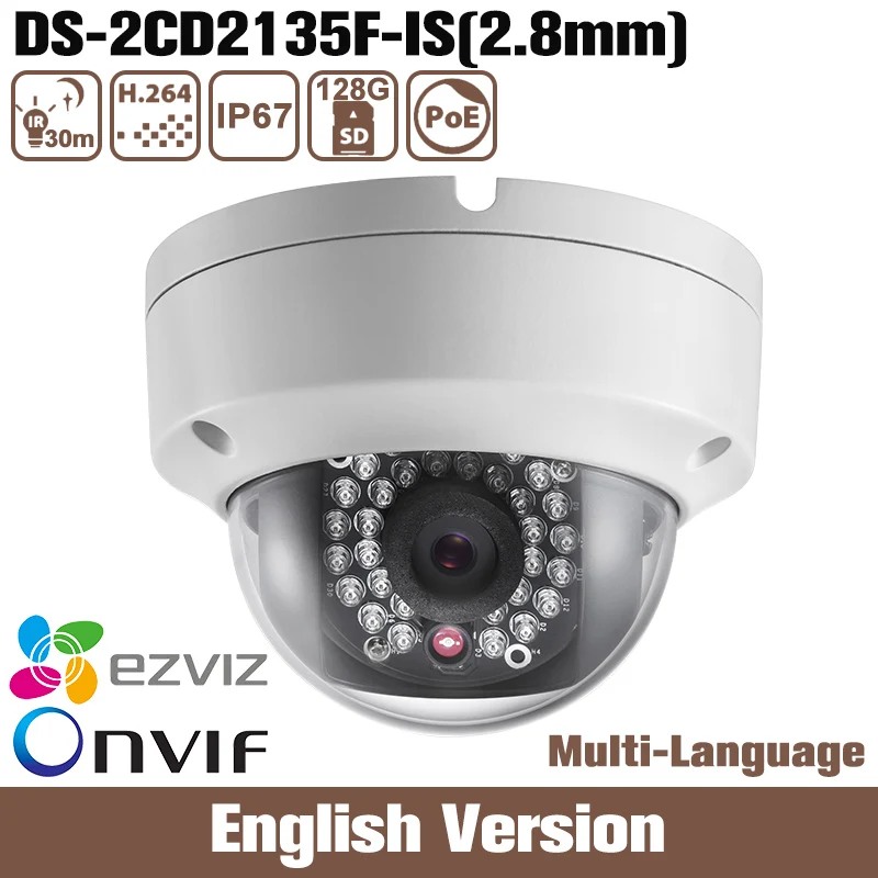 Hikvision DS-2CD2135F-IS 2.8mm 3mp Ip Camera Cctv DS-2CD2132F-IS Exir Poe Ip66 English da hua H265 Infrared Onvif Night RJ45