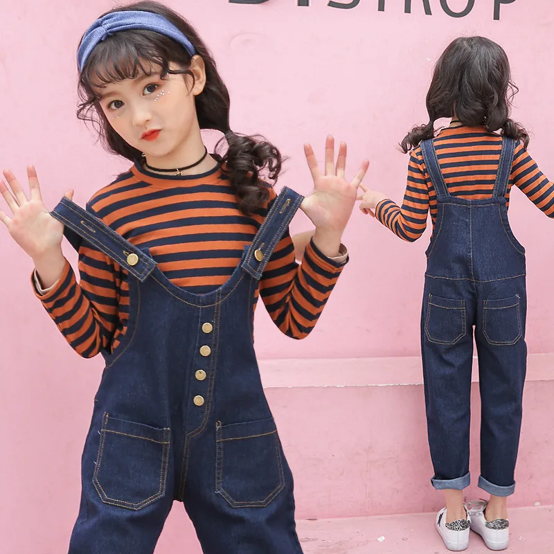 

Girls spring Clothing Set Kids Clothes Casual Suit For Girl 6 8 12 13 14 Years Children's Costumes Long sleeve Shirt+Jumpsuit