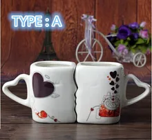 Combinations on loving cup Ceramic color changing mug lovers kiss Valentine birthday gift Cute couple cups will change