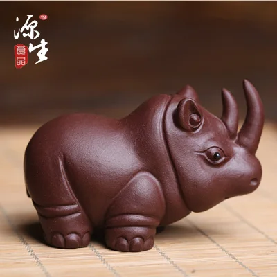 Исин бутик ручной работы маленькая скульптура фиолетовая глина чай ПЭТ Бегемот носорог слон чай играть чайная церемония чайные аксессуары - Цвет: rhinoceros