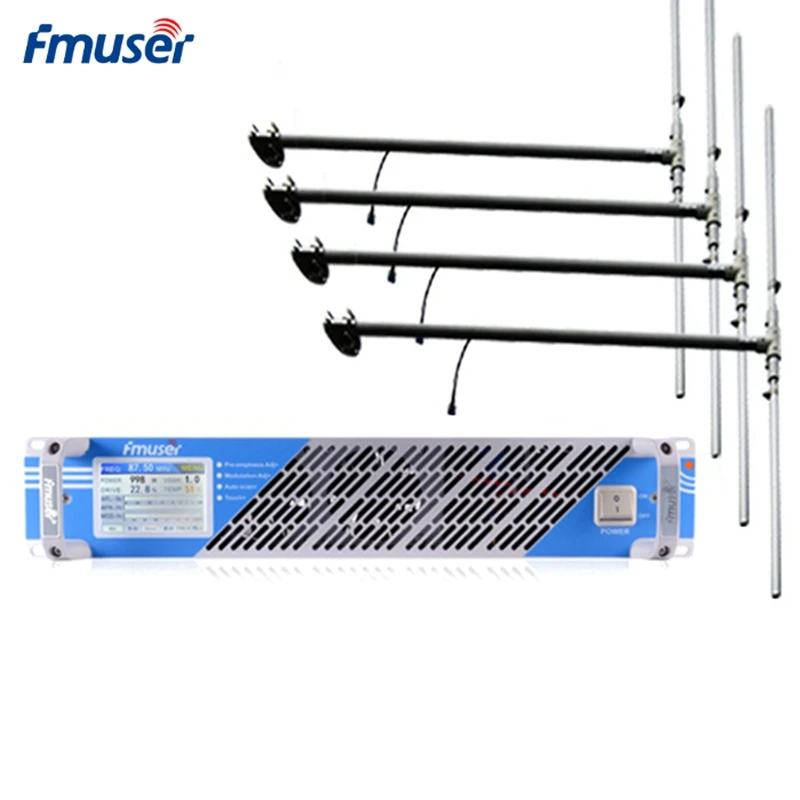 

FMUSER FSN-150T 100W 150W Touch Screen FM Radio Transmitter Broadcast+4 Bay Dipole Antenna+30m 1/2" Cable For FM Radio Station