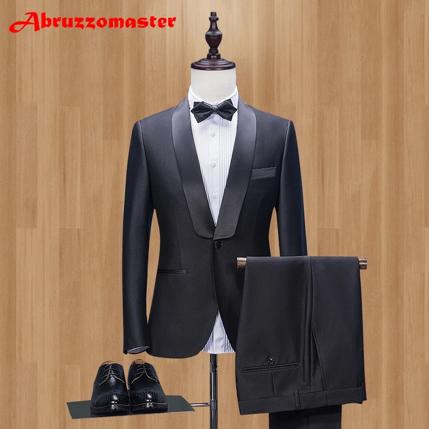 Мужской костюм смокинг Свадебный костюм для человека ternos masculino Slim Fit Для мужчин S Костюмы Пром Жених партия мужской костюм(куртка+ брюки