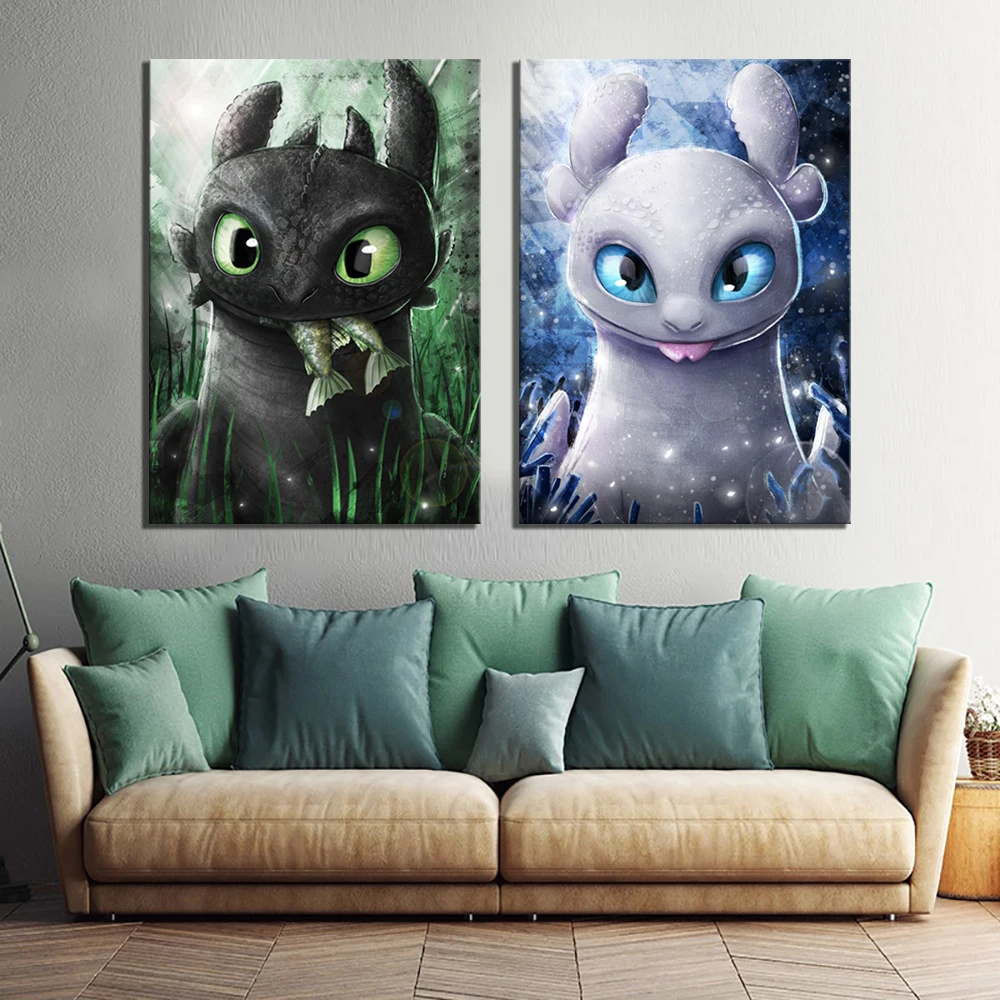 

Wall Art Painting Home Decor Modular Poster 2 Panel How To Train Your Dragon The Hidden World Movie Canvas HD Printed Picture