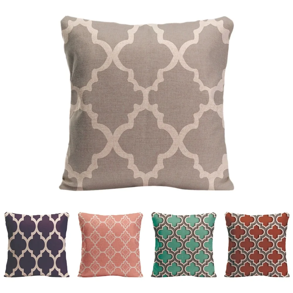 Geometric patterns Cushion Cover Decorative Pillow For Car Covers lattice Quatrefoil Pillow Case ...