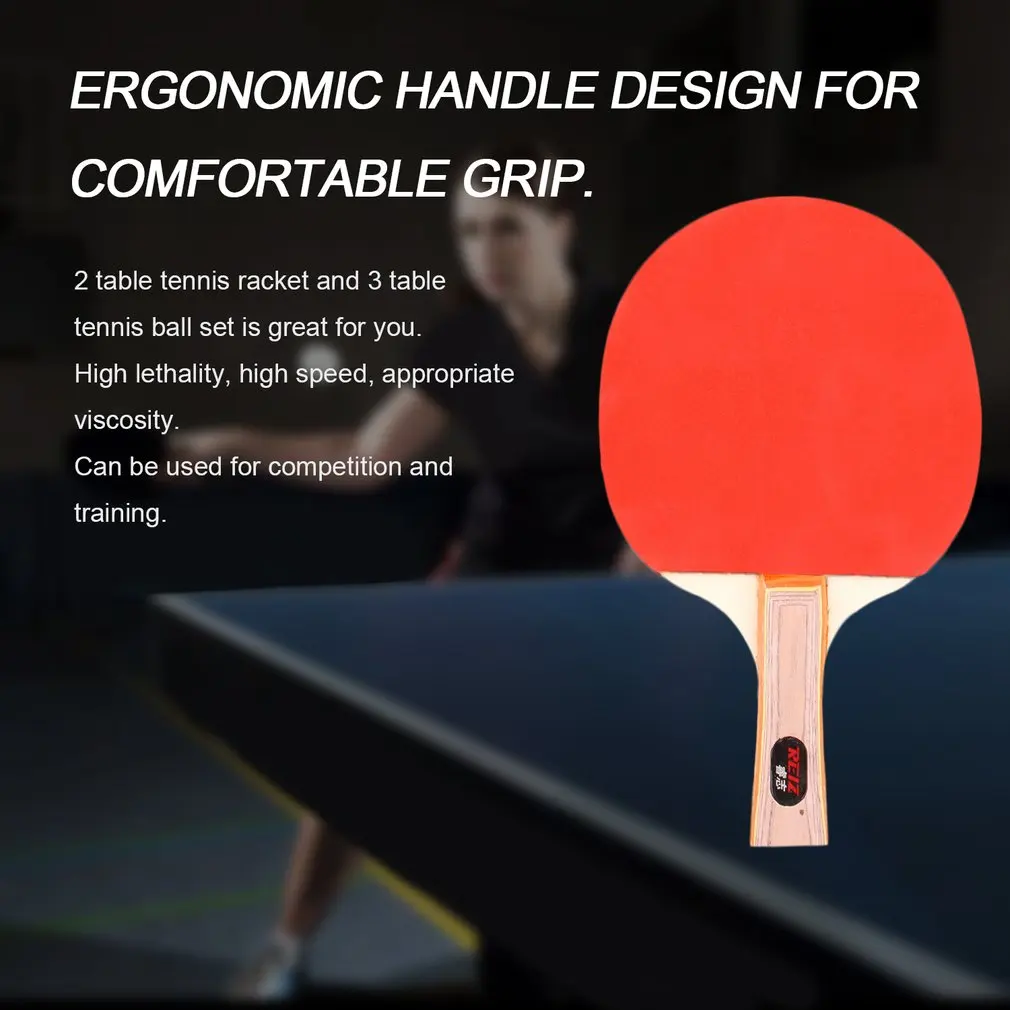 REIZ Table Tennis Racket Set Short Or Long Handle Shake hand Ping Pong