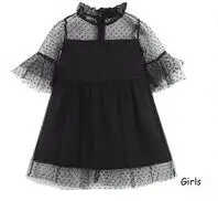 Bear Leader/кружевное платье; весенние одинаковые комплекты для семьи; черное платье для мамы и дочки; кружевные платья с рукавами-колокольчиками