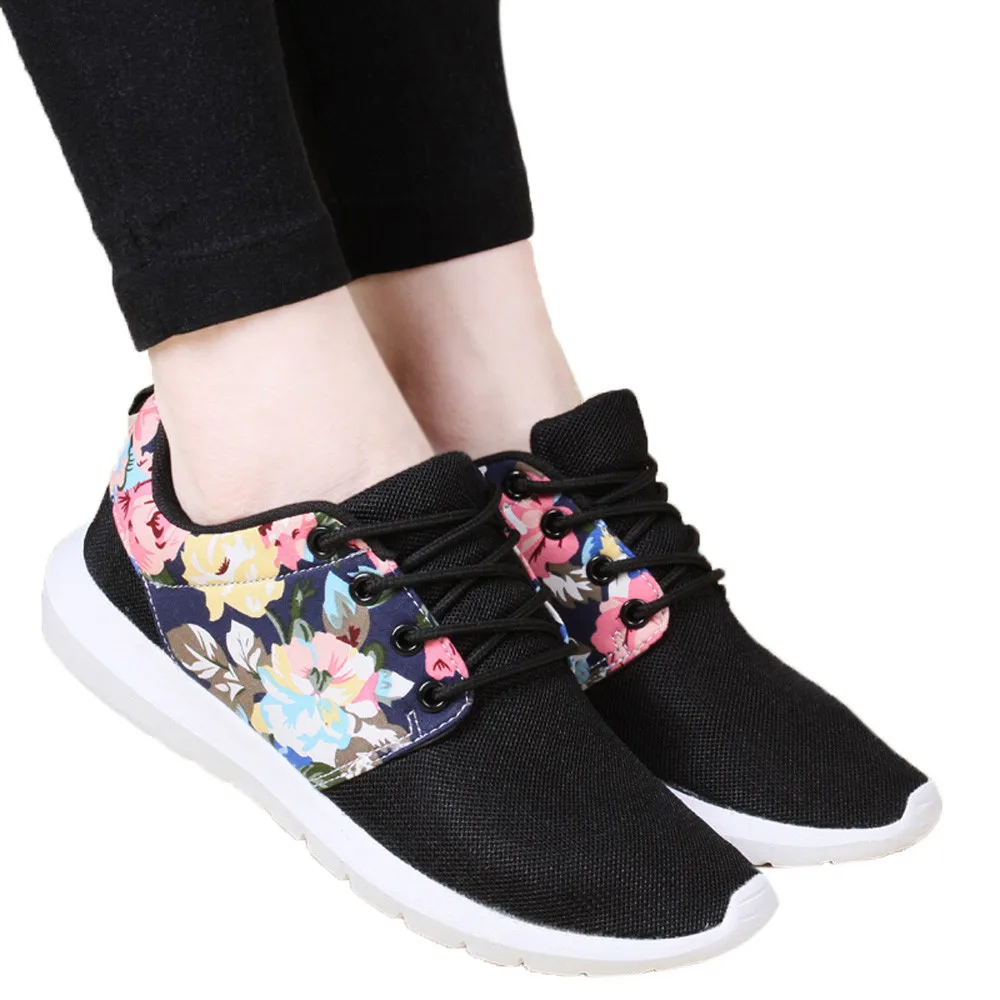

Sneakers Women Trainers Breathable Print Flower Casual Shoes Mesh Low Top Shoes leisure travel air sport shoes#g6