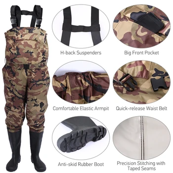 

Fishing Vest Chest Wader Nylon/PVC Waterproof Fishing Hunting Waders for Men and Women Fishing Rod Lures Bait Tackle Pesca