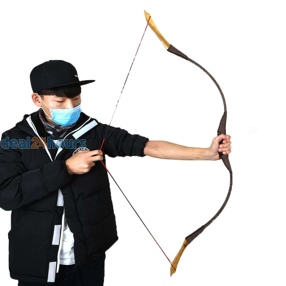 

30 LB 125cm Handmade Traditional Longbow Recurve Bow For Horse Archery Practice