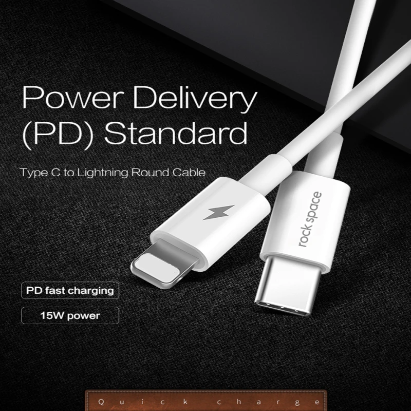 Зарядный кабель ROCK PD Type C 15 Вт для iPhone X 8 plus Macbook|light charging cables|charging cableusb c |