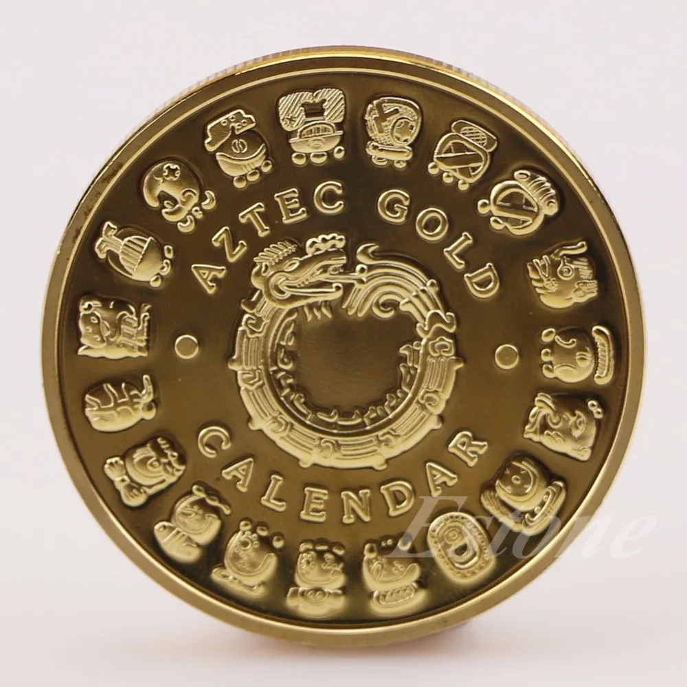 Монета Золото Посеребренная Майя ацтекский ПРОРОЧЕСТВО КАЛЕНДАРЬ памятная монета художественная коллекция подарок